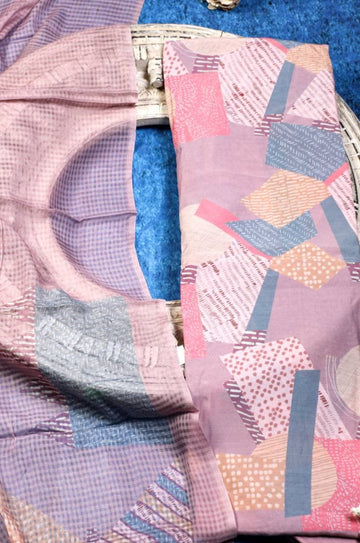 Lavender Mist Geometric Co-ord Unstitched Salwar Set Geetha Creation